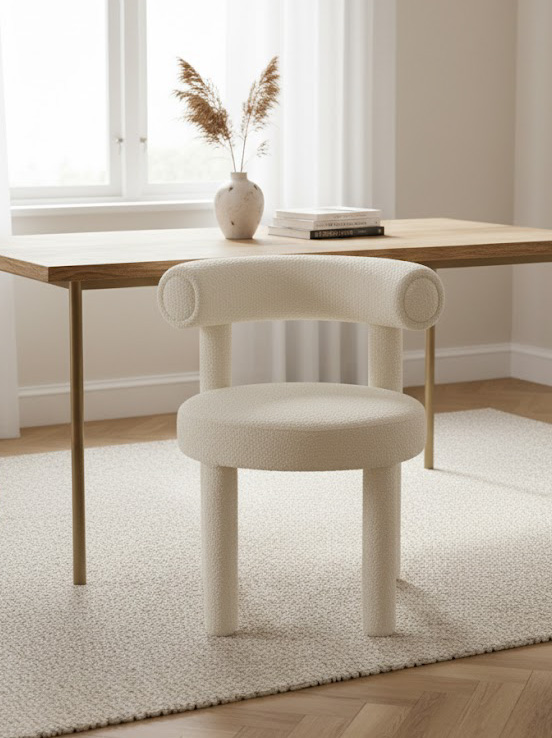 KRZESŁO tapicerowane, jasnokremowe, w całości pokryte materiałem, w stylu nowoczesnym, wysoka jakość