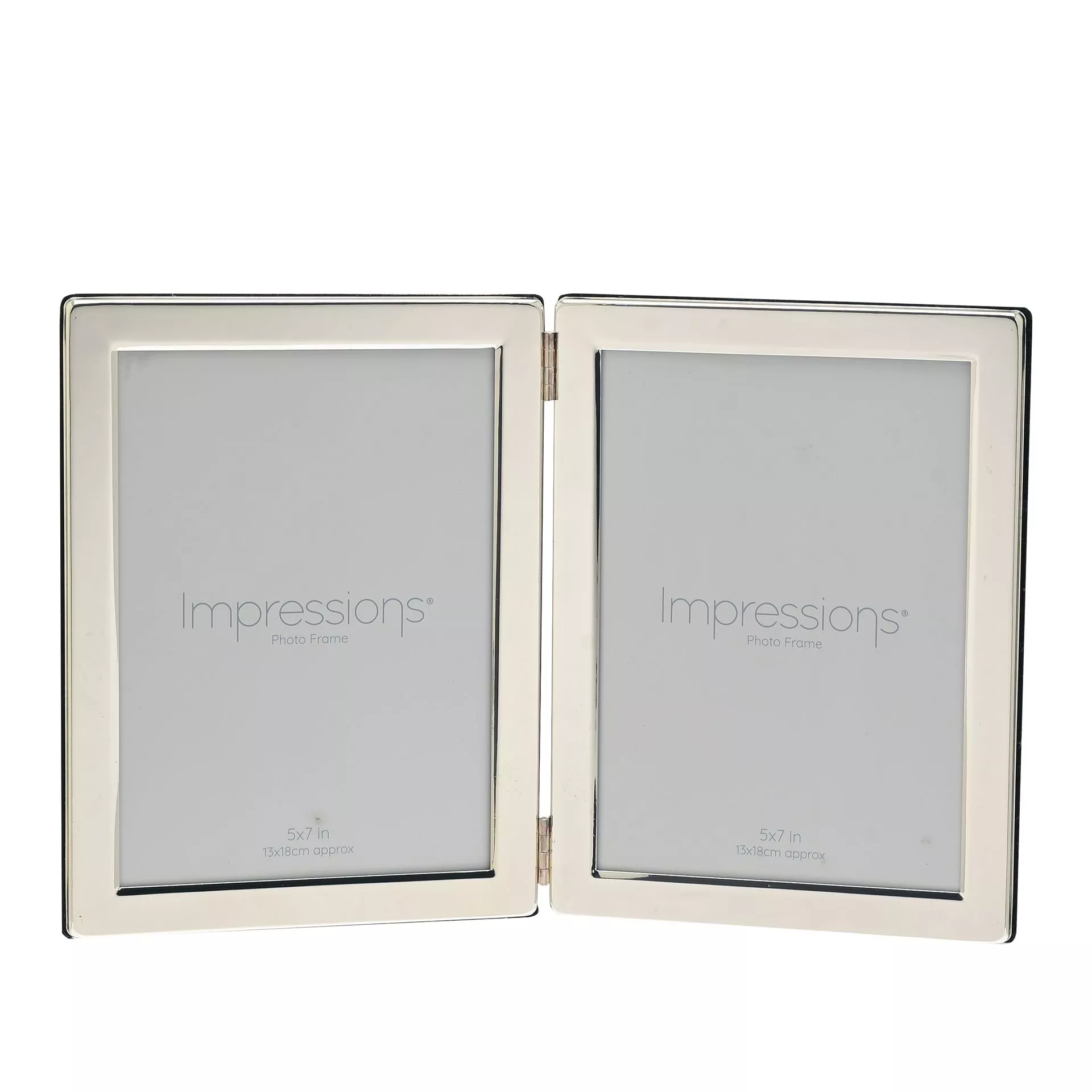 RAMKA NA ZDJĘCIA podwójna, składana, srebrna, metalowa, nowoczesny styl RAMKA NA ZDJĘCIA podwójna, składana, srebrna, metalowa, nowoczesny styl