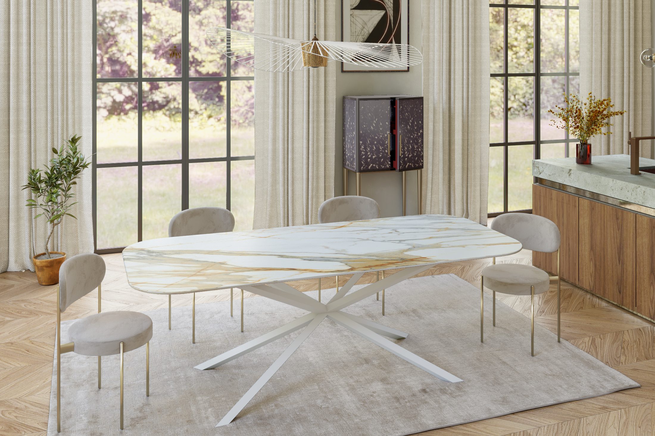 STÓŁ JADALNIANY Connect z blatem ze spieku kwarcowego i stalową podstawą, warianty do wyboru, nowoczesny styl, ręczne wykonanie, wyjątkowy STÓŁ JADALNIANY Connect z blatem ze spieku kwarcowego i stalową podstawą, warianty do wyboru, nowoczesny styl, ręczne wykonanie, wyjątkowy