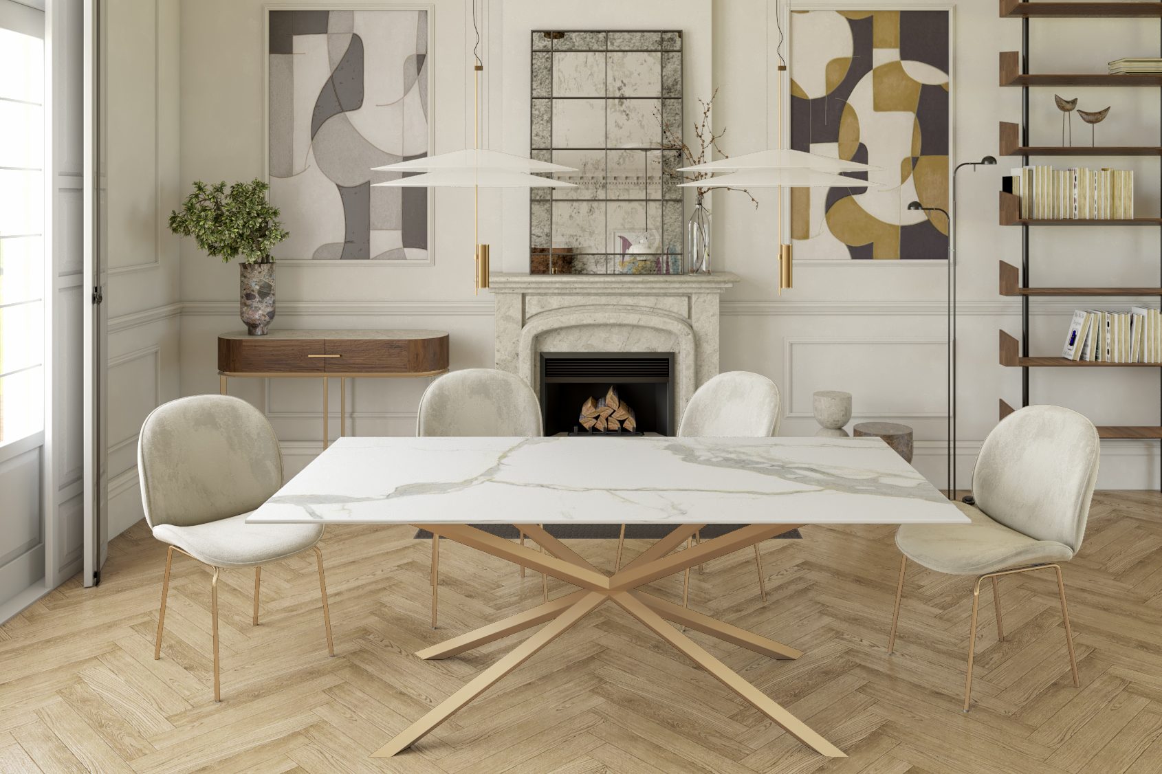 STÓŁ JADALNIANY Connect z blatem ze spieku kwarcowego i stalową podstawą, warianty do wyboru, nowoczesny styl, ręczne wykonanie STÓŁ JADALNIANY Connect z blatem ze spieku kwarcowego i stalową podstawą, warianty do wyboru, nowoczesny styl, ręczne wykonanie