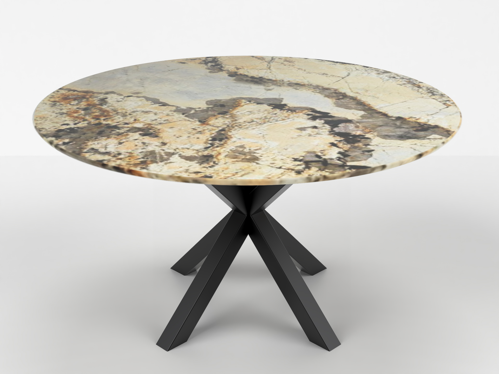 STÓŁ JADALNIANY Luca Natural z okrągłym lub kwadratowym blatem z kwarcytu i stalową podstawą, nowoczesny styl, ręczne wykonanie, wytrzymały