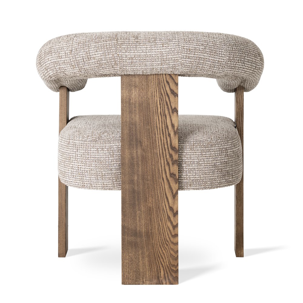 FOTEL komfortowy, kremowo-brązowy, drewniana podstawa, personalizacja tkaniny 2