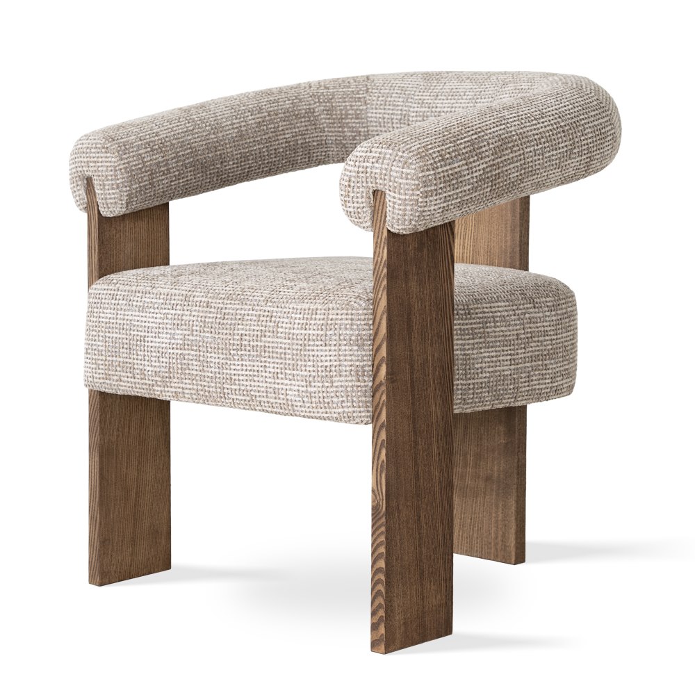 FOTEL komfortowy, kremowo-brązowy, drewniana podstawa, personalizacja tkaniny 3