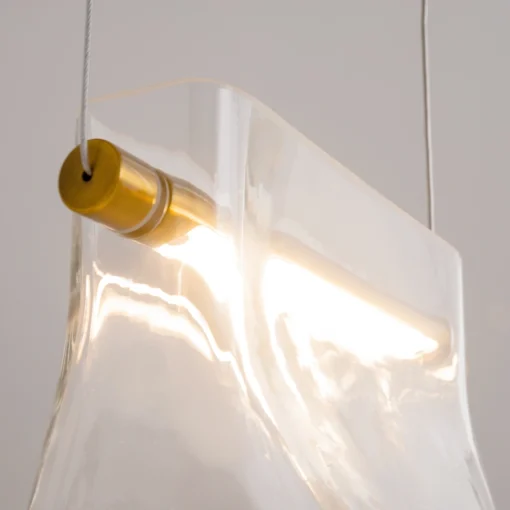 LAMPA WISZĄCA, designerska oprawa, przezroczysty szklany klosz, elegancka i ponadczasowa