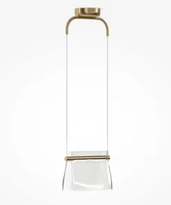 LAMPA WISZĄCA, designerska oprawa, przezroczysty szklany klosz, elegancka i ponadczasowa