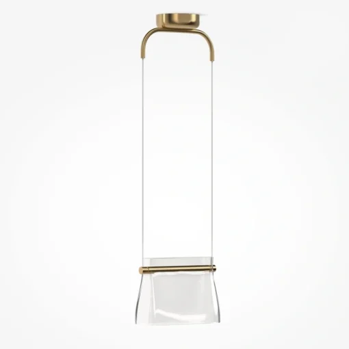 LAMPA WISZĄCA, designerska oprawa, przezroczysty szklany klosz, elegancka i ponadczasowa