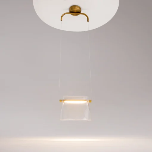 LAMPA WISZĄCA, designerska oprawa, przezroczysty szklany klosz, elegancka i ponadczasowa