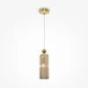 LAMPA WISZĄCA, retro styl, żłobkowany szklany klosz, złote detale, elegancki charakter