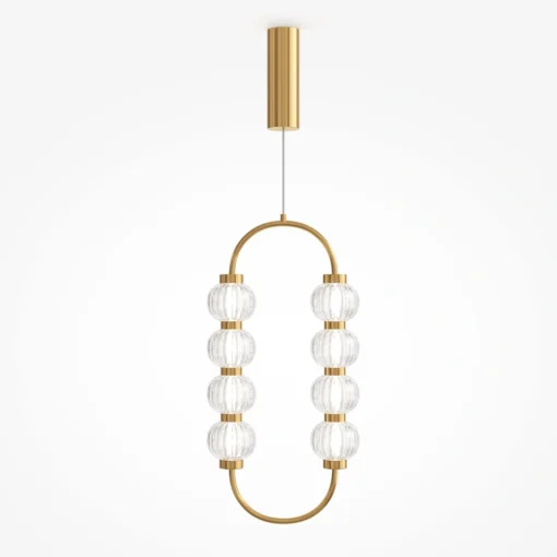 LAMPA WISZĄCA, złota oprawa, szklane kule, nowoczesny design, regulowana wysokość