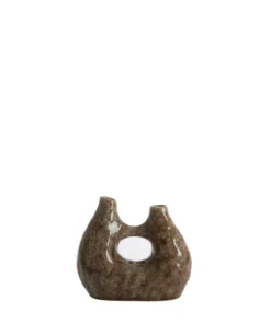 WAZON DEKORACYJNY ceramiczny o wyjątkowym kształcie, brązowy kolor w lśniącym wykończeniu