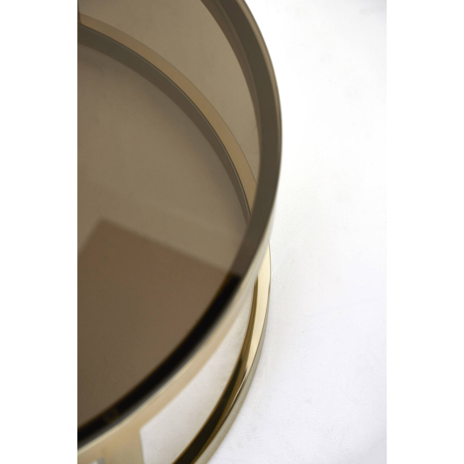 ZESTAW STOLIKÓW KAWOWYCH 2w1 okrągłe, złota podstawa, szklany, półprzezroczysty blat, nowoczesny styl-4 ZESTAW STOLIKÓW KAWOWYCH 2w1 okrągłe, złota podstawa, szklany, półprzezroczysty blat, nowoczesny styl-4