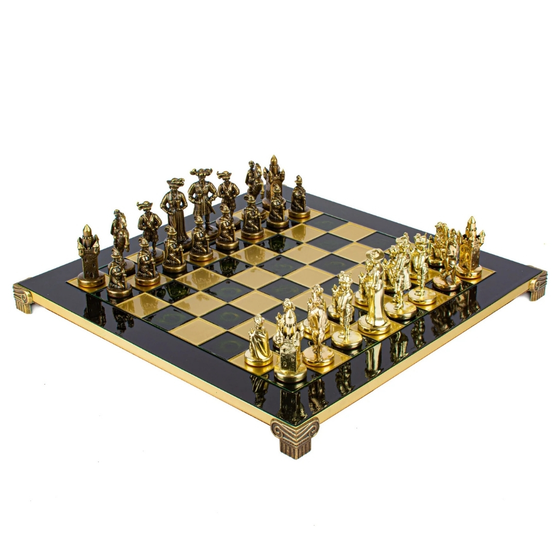 ZESTAW SZACHÓW METALOWYCH, dekoracyjny i użytkowy, precyzyjne wykonanie, klasyczny styl