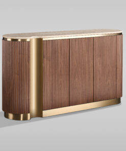 KOMODA, ryflowana podstawa, złote akcenty, kamienny blat, ponadczasowy design