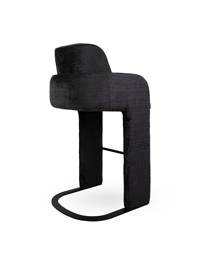 KRZESŁO BAROWE, czarna tapicerka, nowoczesny styl, komfortowe oparcie 1