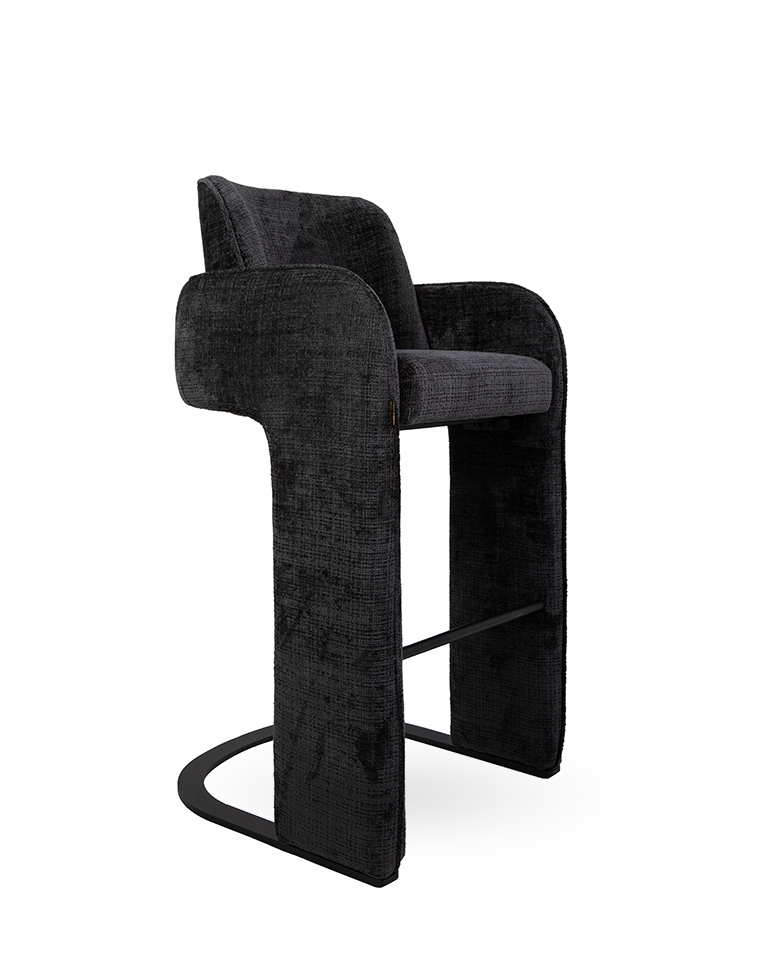 KRZESŁO BAROWE, czarna tapicerka, nowoczesny styl, komfortowe oparcie KRZESŁO BAROWE, czarna tapicerka, nowoczesny styl, komfortowe oparcie