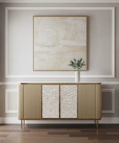 KOMODA, szampańskie złoto, marmurowy blat, elementy z naturalnej muszli morskiej, wyjątkowy design