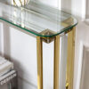 KONSOLA ELISSE, 80 cm, złoty metalowy stelaż, transparentne blaty, ponadczasowy design 1