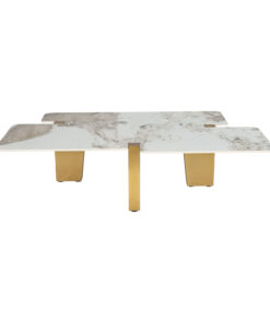 Alternative view of STOLIK KAWOWY, nieregularny kształt, złota szczotkowana podstawa, nowoczesny design