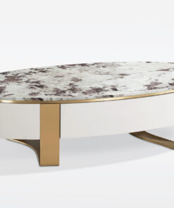 Alternative view of STOLIK KAWOWY, owalny, złote akcenty, kamienny blat, nowoczesny design