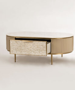 Alternative view of STOLIK KAWOWY, z szufladami, marmurowy blat, ryflowane fronty, nowoczesny design