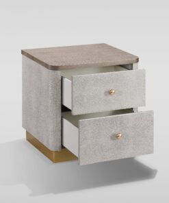 Alternative view of SZAFKA NOCNA, złote nogi, beżowo-szare fronty z ekoskóry, ponadczasowy design