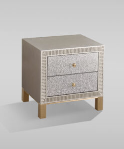 Alternative view of SZAFKA NOCNA, złote nogi i akcenty, fronty z ekoskóry, nowoczesny design