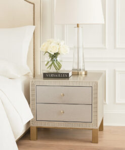 SZAFKA NOCNA, złote nogi i akcenty, fronty z ekoskóry, nowoczesny design