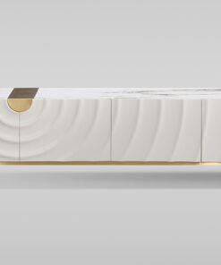 Alternative view of SZAFKA RTV, biała ecru, złote nóżki, wyjątkowy design, nowoczesny styl