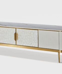 Alternative view of SZAFKA RTV, biały ecru, marmurowy blat, ryflowane elementy, nowoczesny design