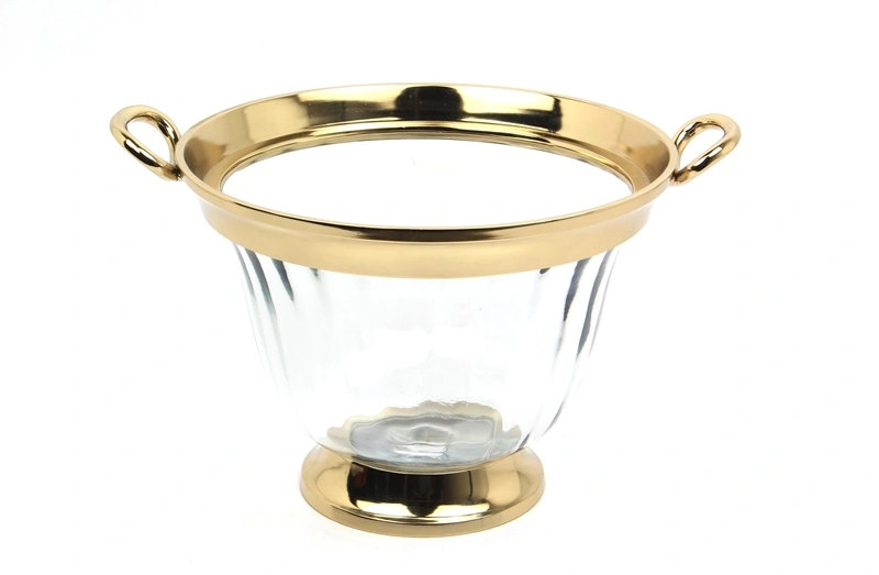 COOLER szklany ze złotymi, metalowymi detalami, klasyczny styl