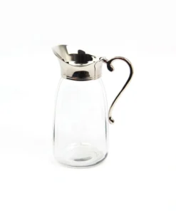 DZBANEK szklany z metalową srebrną rączką glamour