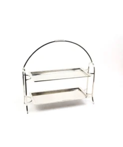 PATERA DWUPOZIOMOWA srebrna, metalowa, klasyczny design, piękna