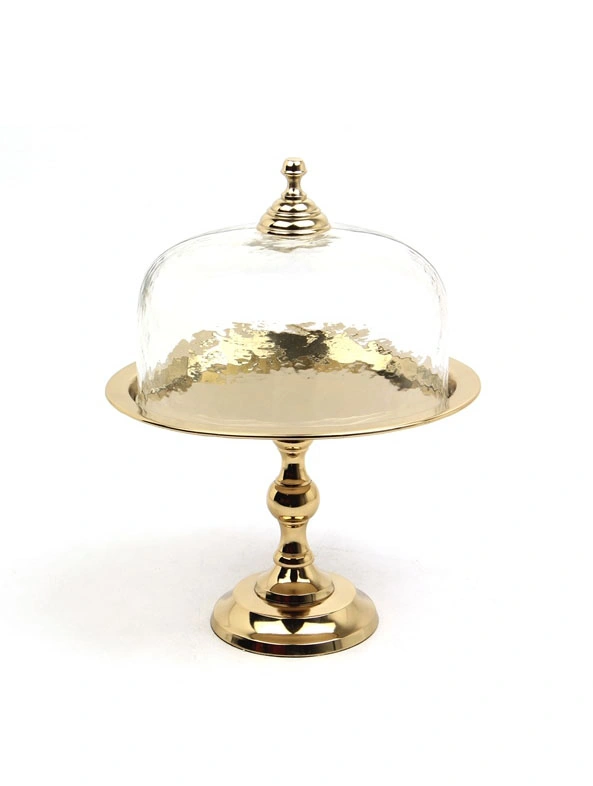 PATERA złota ze szklaną osłonką, na nóżce, klasyczna
