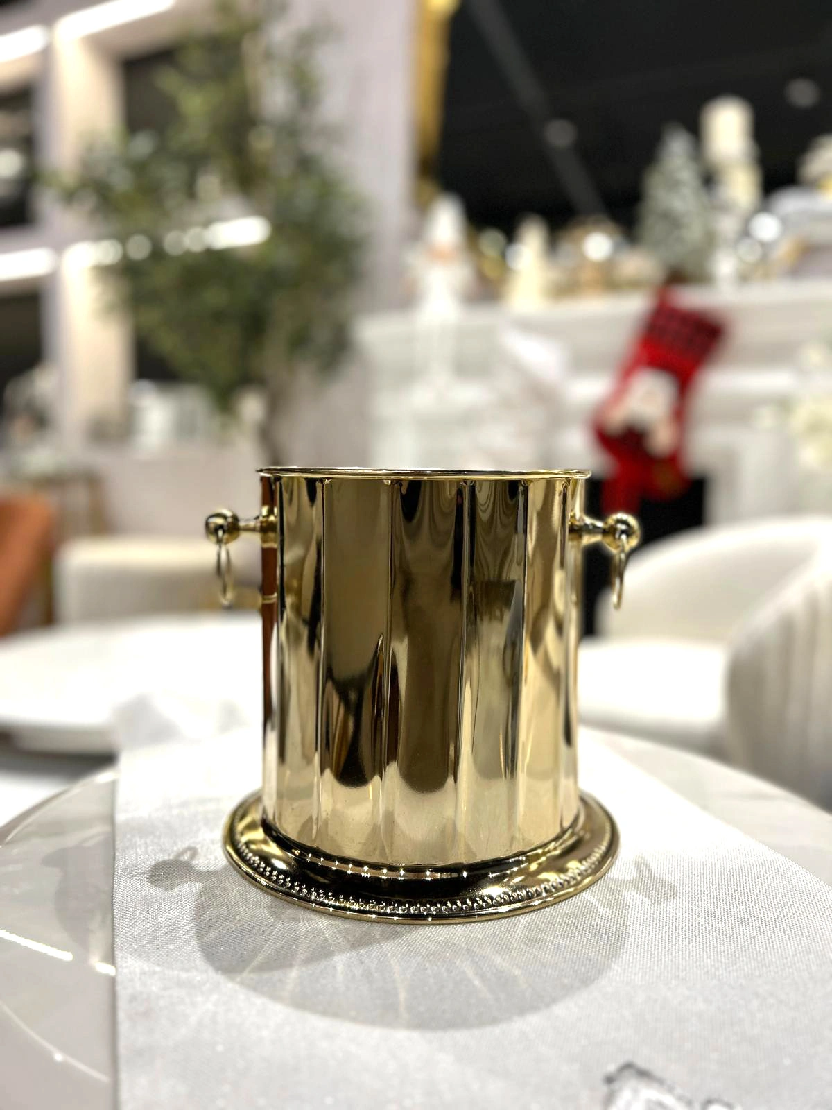 POJEMNIK NA LÓD-COOLER złoty, metalowy, klasyczny design, piękny