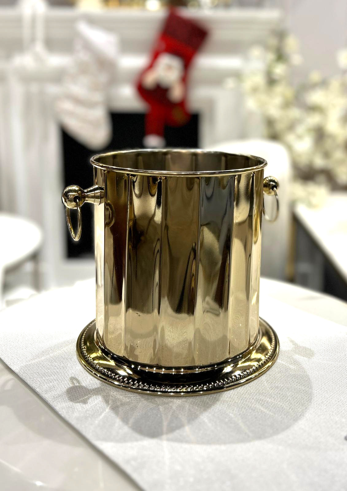 POJEMNIK NA LÓD-COOLER złoty, metalowy, klasyczny design