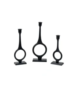 ŚWIECZNIK, czarny, geometryczna forma, metalowy, nowoczesny styl