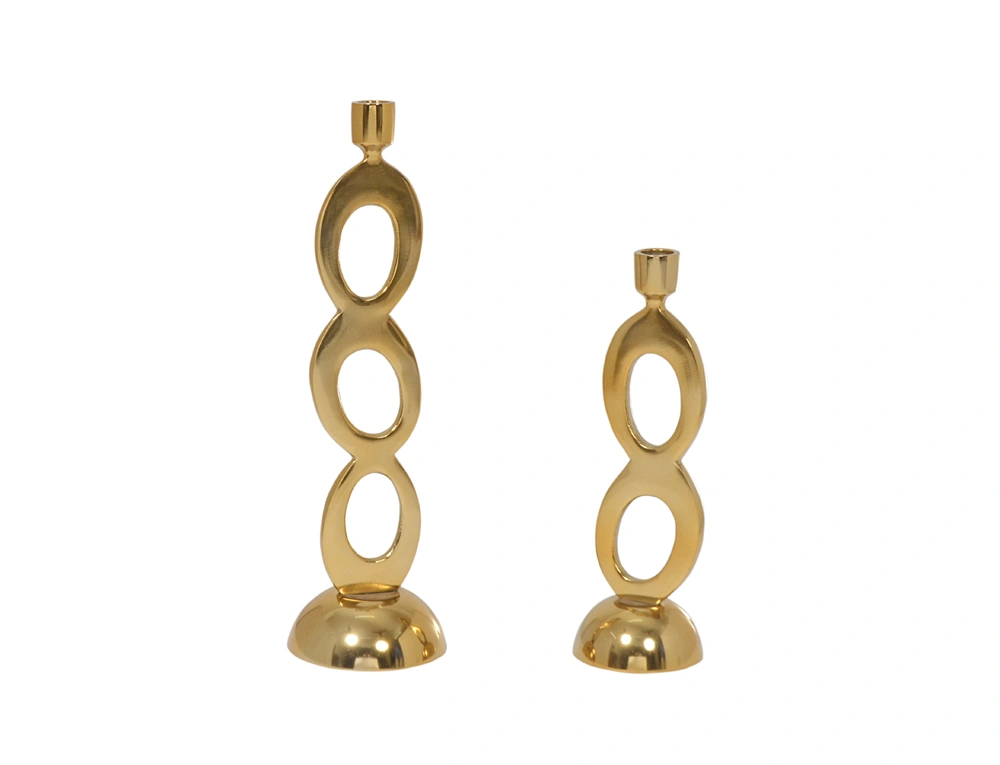 ŚWIECZNIK, złoty, nieregularny kształt, błyszczące wykończenie, nowoczesny styl