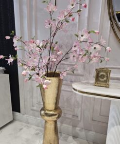 WAZON złoty, w kształcie klepsydry, metalowy, ponadczasowy design, piękny