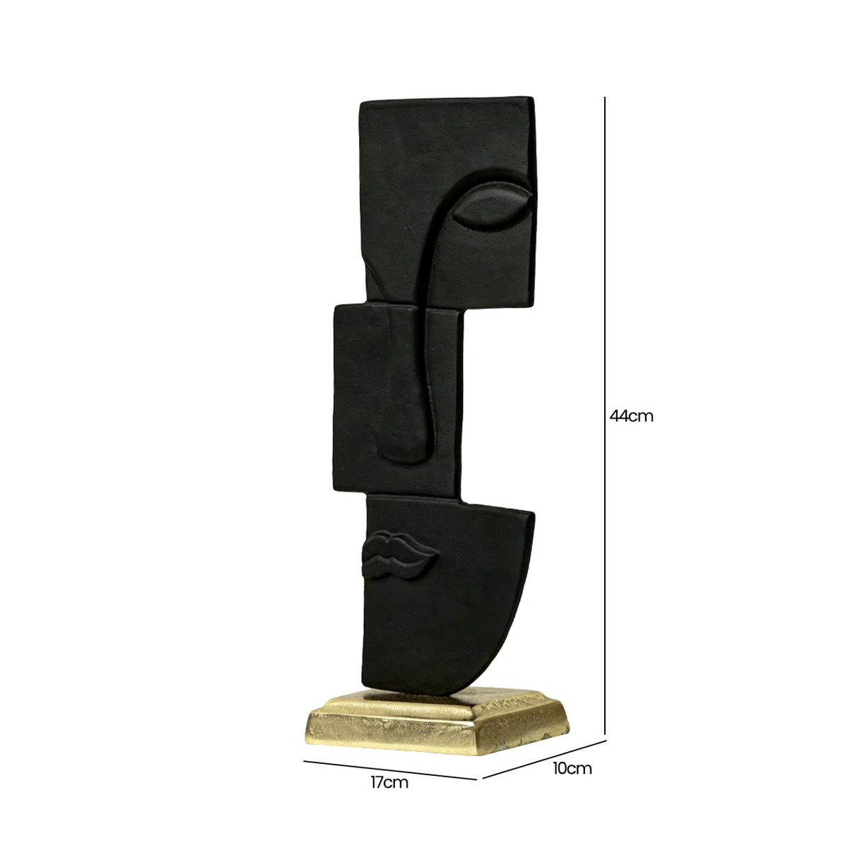 FIGURKA-DEKORACYJNA-abstrakcyjna-forma-twarzy-czarna-zlota-podstawa-metalowa-designerska-wymiary FIGURKA-DEKORACYJNA-abstrakcyjna-forma-twarzy-czarna-zlota-podstawa-metalowa-designerska-wymiary