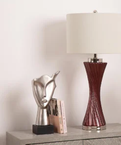 FIGURKA-DEKORACYJNA-srebrna-ksztalt-twarzy-czarna-podstawa-designerski-styl-ekskluzywna