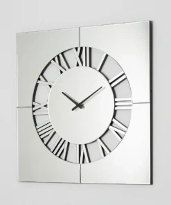 ZEGAR-SCIENNY-kwadratowy-lustrzany-rzymskie-cyfry-wyciete-w-tarczy-luksusowy-design-piekny