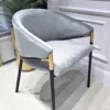 KRZESŁO Livia szare, welurowe siedzisko, czarno-złote, metalowe nogi, styl glamour