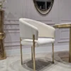 KRZESŁO na metalowych nogach w kolorze szczotkowanego złota, welurowa tkanina w różnych kolorach, nowoczesny styl